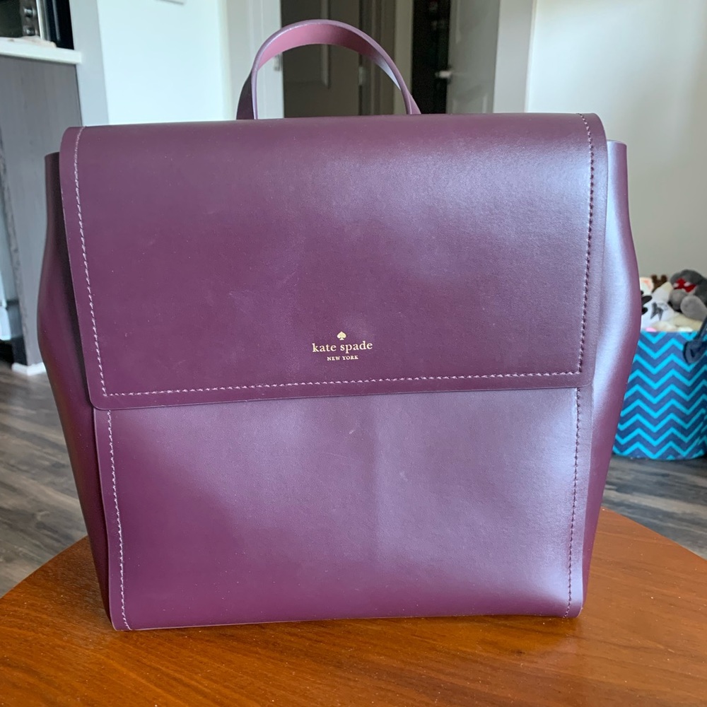 Plum Purple Kate Spade Backpack with Ballerina Pink Lining